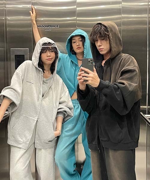 MASONPRINCE(メイソンプリンス)の「【MASONPRINCE】Vintage-like one-point logo sweatpants XXK4110(スウェットパンツ・メンズ・ブラック/グレー/ライトブルー・S/L/M)」の6枚目の写真