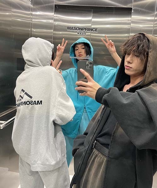 MASONPRINCE(メイソンプリンス)の「【MASONPRINCE】Vintage-like one-point logo sweatpants XXK4110(スウェットパンツ・メンズ・ブラック/グレー/ライトブルー・S/L/M)」の8枚目の写真