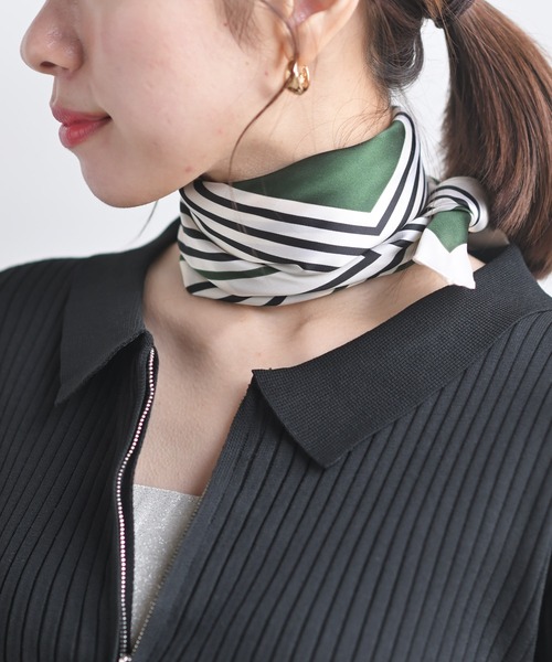 rps（アールピーエス）の「リング付きスカーフ（バンダナ/スカーフ・レディース・オレンジ/ピンク/ブラック/ダークグリーン/ネイビー/ブラウン/ベージュ/グリーン/ブルー/オフホワイト/グレー/アイボリー/グリーン系その他/ダークネイビー/ホワイト系その他4/ブラック系その他2/ライトベージュ/グレイッシュベージュ/グレイッシュブルー/キャメル/マスタード/ホワイト系その他2/ミント/ブラック系その他3/チャコールグレー/イエロー系その他/サックスブルー/ベージュ系その他・フリー）」の16枚目の写真