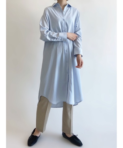 Samansa Mos2 blue（サマンサモスモスブルー）の「マルチスタイルシャツワンピース（ワンピース・レディース・ネイビー/オフホワイト/ブルー/サックスブルー/ブラック/クリーム/ピンク・LARGE/MEDIUM）」の5枚目の写真