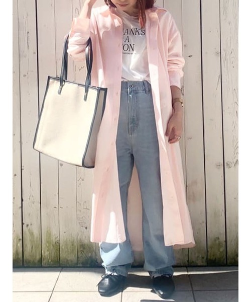 Samansa Mos2 blue（サマンサモスモスブルー）の「マルチスタイルシャツワンピース（ワンピース・レディース・ネイビー/オフホワイト/ブルー/サックスブルー/ブラック/クリーム/ピンク・LARGE/MEDIUM）」の7枚目の写真