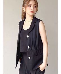 RESEXXY | ギャザーデザインジレ【セットアップ着用可能】(テーラードジャケット)