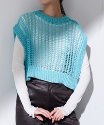 Solace | バスケット編みカラーベストトップス(ベスト)