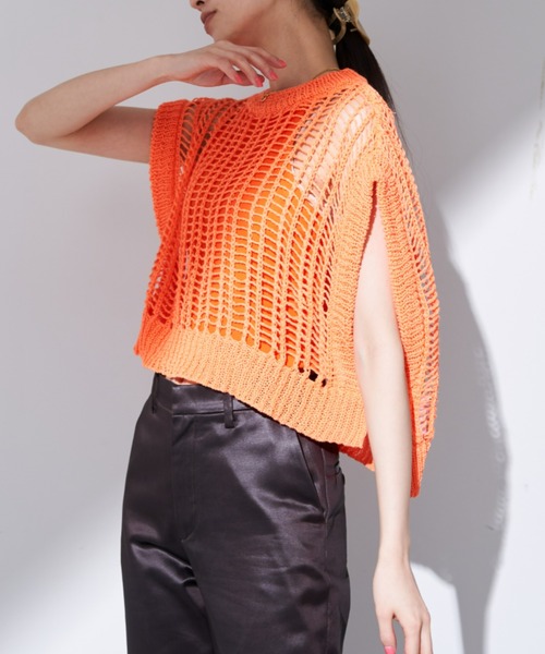 Solace(ソレイス)の「バスケット編みカラーベストトップス(ベスト・レディース・アイボリー/ブラック/ブルー/レッド/オレンジ・FREE)」の11枚目の写真