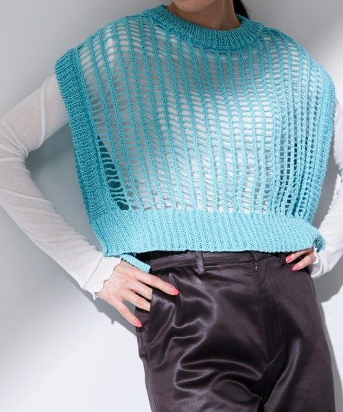 Solace(ソレイス)の「バスケット編みカラーベストトップス(ベスト・レディース・アイボリー/ブラック/ブルー/レッド/オレンジ・FREE)」の16枚目の写真