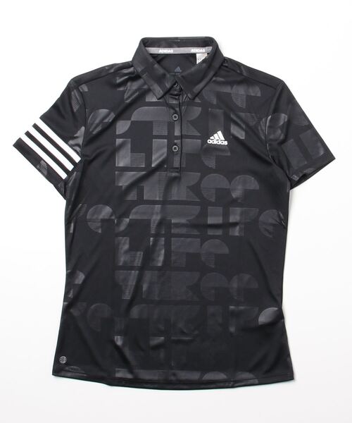 【adidas GOLF/アディダス】吸汗速乾半袖ボタンダウンポロシャツ ・M黒 adidas アディダス メンズ ゴルフウェア GOLF クーリング 半袖