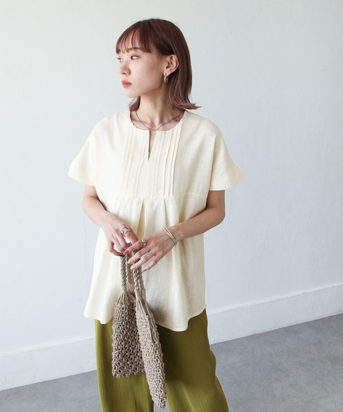 Chillfar（チルファー）の「キーネックレース付きブラウス（シャツ/ブラウス・レディース・スミクロ/アイボリー/イエロー/ナチュラル・LARGE/MEDIUM）」の12枚目の写真