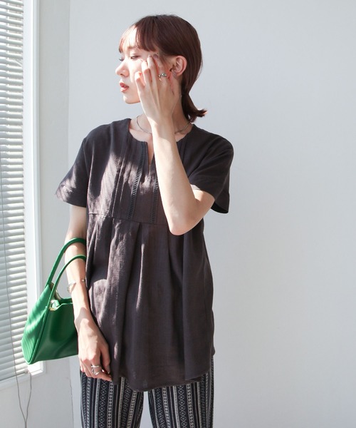 Chillfar（チルファー）の「キーネックレース付きブラウス（シャツ/ブラウス・レディース・スミクロ/アイボリー/イエロー/ナチュラル・LARGE/MEDIUM）」の18枚目の写真