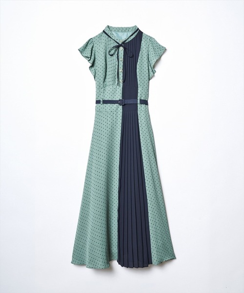 【さとうさま専用】REDYAZEL ボウタイドットプリーツワンピース バイカラー さとうさま専用】REDYAZEL ボウタイドットプリーツワンピース
