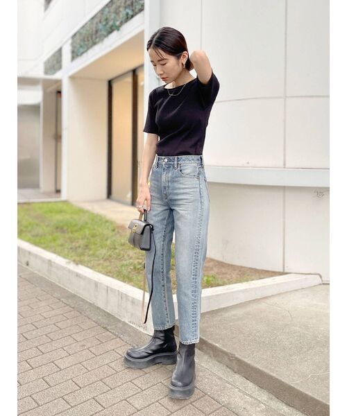 Ungrid(アングリッド)の「バックオープンフィットハーフスリーブTee(Tシャツ/カットソー・レディース・オレンジ/ブラック/オフホワイト・FREE)」の6枚目の写真