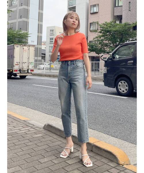 Ungrid(アングリッド)の「バックオープンフィットハーフスリーブTee(Tシャツ/カットソー・レディース・オレンジ/ブラック/オフホワイト・FREE)」の19枚目の写真