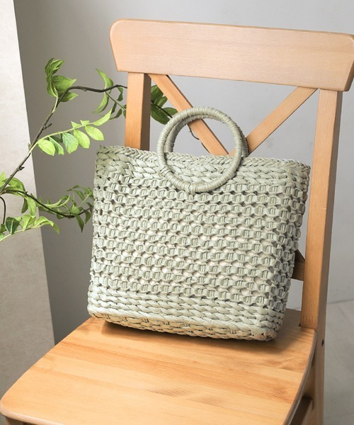 Bou Jeloud（ブージュルード）の「【ＥＣ】リングハンドルトートバッグ（かごバッグ・レディース・ブラウン/アイボリー/ミント・-）」の3枚目の写真