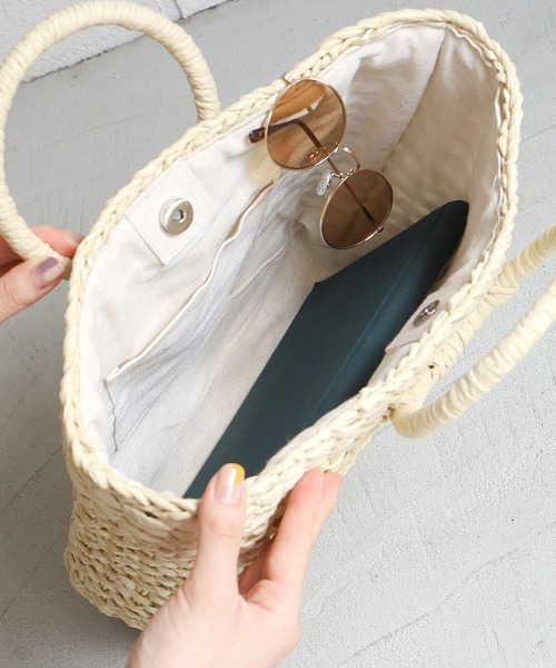 Bou Jeloud（ブージュルード）の「【ＥＣ】リングハンドルトートバッグ（かごバッグ・レディース・ブラウン/アイボリー/ミント・-）」の6枚目の写真