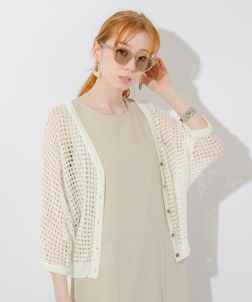 Paradise Picnic（パラダイスピクニック）の「メッシュショートカーディガン（カーディガン/ボレロ・レディース・ブラック/ホワイト/ピンク・FREE）」の2枚目の写真