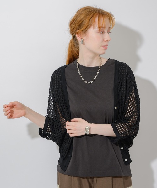 Paradise Picnic（パラダイスピクニック）の「メッシュショートカーディガン（カーディガン/ボレロ・レディース・ブラック/ホワイト/ピンク・FREE）」の3枚目の写真