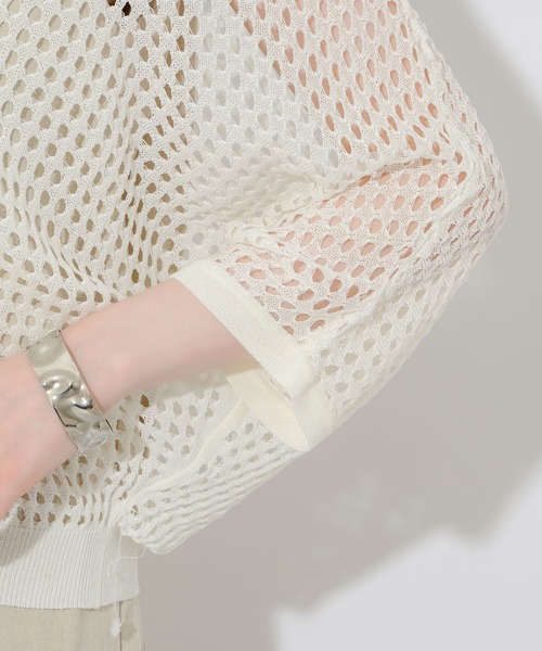 Paradise Picnic（パラダイスピクニック）の「メッシュショートカーディガン（カーディガン/ボレロ・レディース・ブラック/ホワイト/ピンク・FREE）」の14枚目の写真