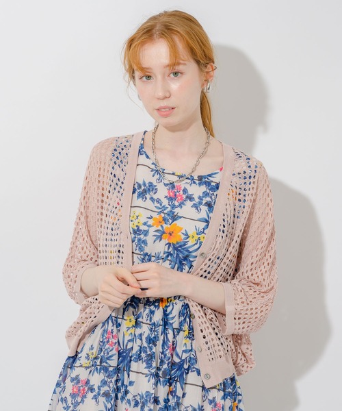 Paradise Picnic（パラダイスピクニック）の「メッシュショートカーディガン（カーディガン/ボレロ・レディース・ブラック/ホワイト/ピンク・FREE）」の18枚目の写真