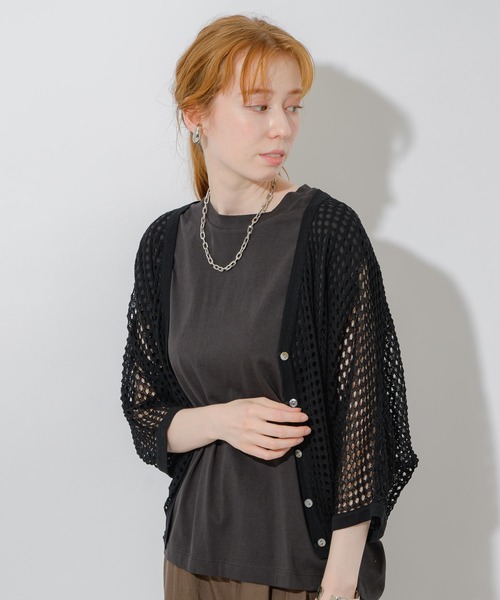 Paradise Picnic（パラダイスピクニック）の「メッシュショートカーディガン（カーディガン/ボレロ・レディース・ブラック/ホワイト/ピンク・FREE）」の19枚目の写真