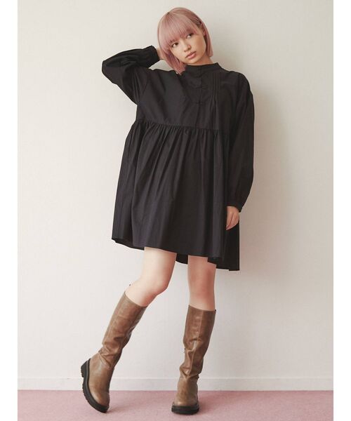 merry jenny（メリージェニー）の「オックスルーズチャイナワンピース（ワンピース・レディース・ブラック/オフホワイト/ピンク・FREE）」の10枚目の写真