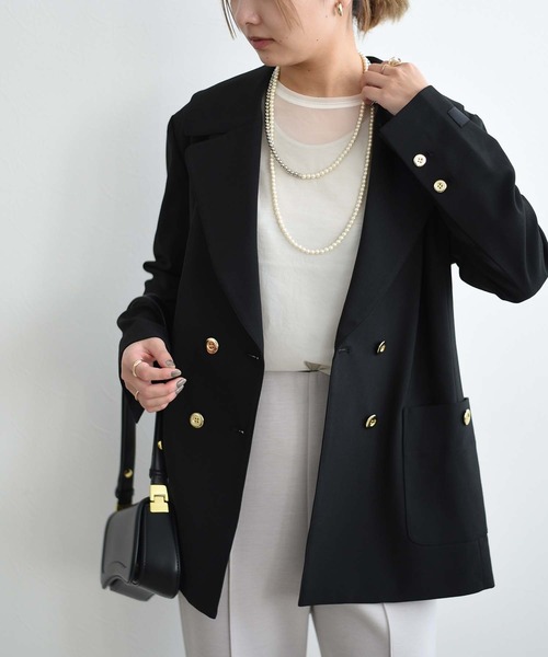 Eimee Law(エイミーロウ)の「Bテーラードジャケット(テーラードジャケット・レディース・ブラック/カーキ系・38)」の2枚目の写真