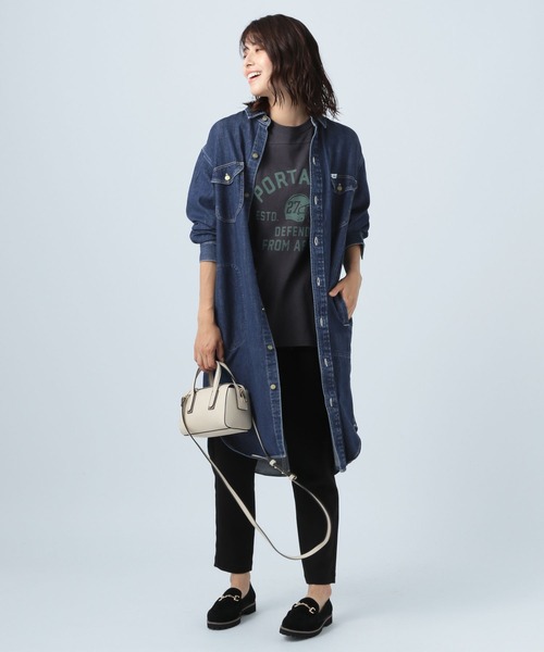 BAYFLOW（ベイフロー）の「【LEE(リー)】デニムシャツワンピ（ワンピース・レディース・ライトブルー/ブラック/サックスブルー系・FREE）」の10枚目の写真