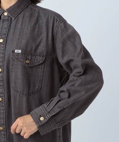 BAYFLOW（ベイフロー）の「【LEE(リー)】デニムシャツワンピ（ワンピース・レディース・ライトブルー/ブラック/サックスブルー系・FREE）」の11枚目の写真