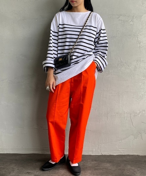 JEANS FACTORY Clothes（ジーンズファクトリークローズ）の「【mina1月号掲載】[Jeans Factory Clothes/ジーンズファクトリークローズ] 1タックイージーカラーパンツ（その他パンツ・レディース・ブラック/ベージュ/グリーン/オレンジ・S）」の4枚目の写真