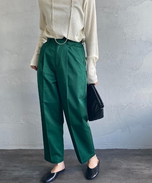 JEANS FACTORY Clothes（ジーンズファクトリークローズ）の「【mina1月号掲載】[Jeans Factory Clothes/ジーンズファクトリークローズ] 1タックイージーカラーパンツ（その他パンツ・レディース・ブラック/ベージュ/グリーン/オレンジ・S）」の3枚目の写真