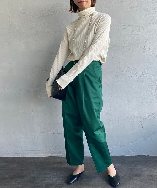 JEANS FACTORY Clothes（ジーンズファクトリークローズ）の「【mina1月号掲載】[Jeans Factory Clothes/ジーンズファクトリークローズ] 1タックイージーカラーパンツ（その他パンツ・レディース・ブラック/ベージュ/グリーン/オレンジ・S）」の7枚目の写真