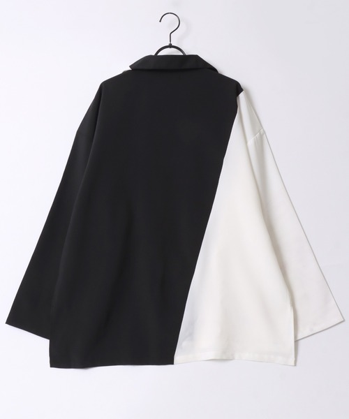 SITRY（シトリー）の「Oversize Drop shoulder asymmetry set up/別注 オーバーサイズ ドロップショルダー アシンメトリー パジャマ セットアップ（セットアップ・メンズ・ブラック/ピンク・M/L）」の6枚目の写真