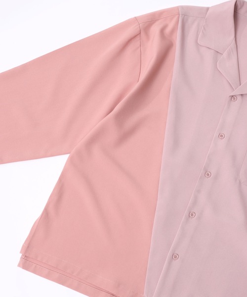 SITRY（シトリー）の「Oversize Drop shoulder asymmetry set up/別注 オーバーサイズ ドロップショルダー アシンメトリー パジャマ セットアップ（セットアップ・メンズ・ブラック/ピンク・M/L）」の14枚目の写真