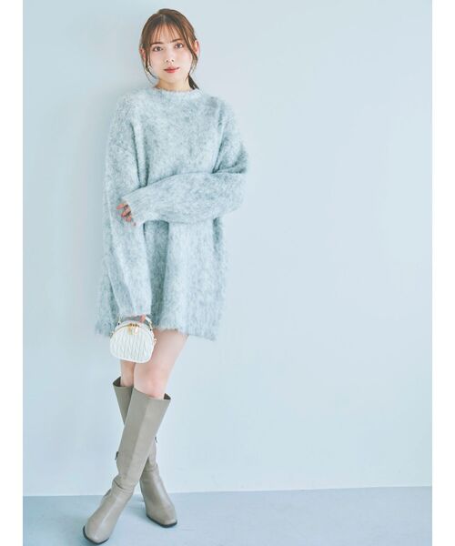 dazzlin(ダズリン)の「ミックスカラーブークレチュニック(ニット/セーター・レディース・ピンク/ブルー/グレー/パープル・FREE)」の2枚目の写真