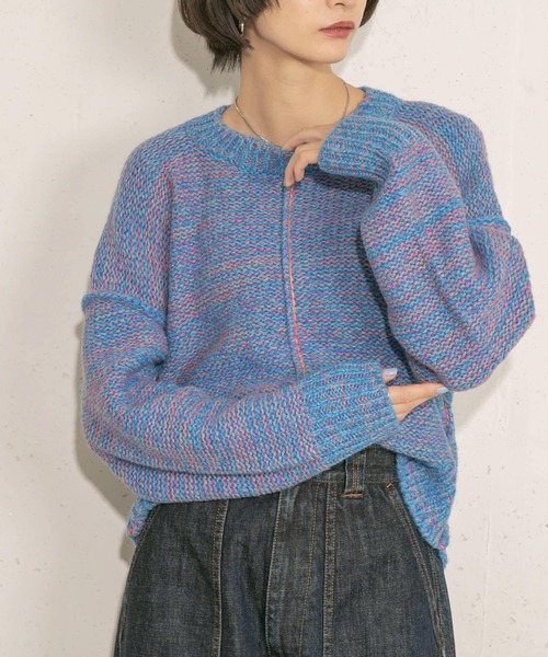 KBF（ケイビーエフ）の「カラーアウトリンキングMIXニット（ニット/セーター・レディース・ブラック系その他/ベージュ系その他/ブルー系その他・ONE）」の22枚目の写真