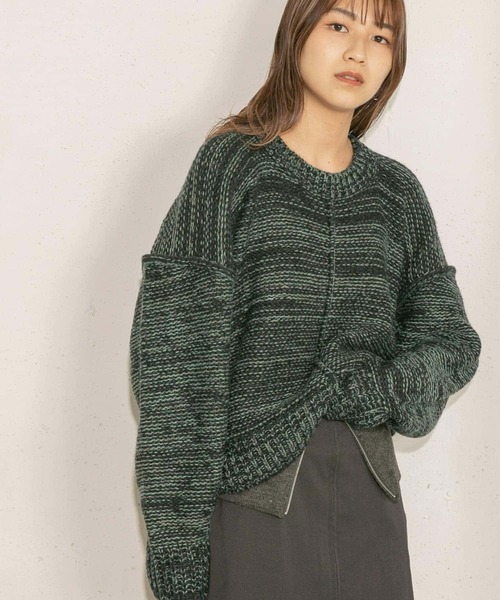 KBF（ケイビーエフ）の「カラーアウトリンキングMIXニット（ニット/セーター・レディース・ブラック系その他/ベージュ系その他/ブルー系その他・ONE）」の5枚目の写真