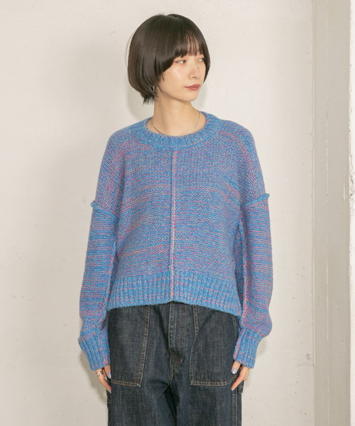 KBF（ケイビーエフ）の「カラーアウトリンキングMIXニット（ニット/セーター・レディース・ブラック系その他/ベージュ系その他/ブルー系その他・ONE）」の10枚目の写真