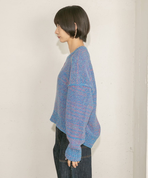 KBF（ケイビーエフ）の「カラーアウトリンキングMIXニット（ニット/セーター・レディース・ブラック系その他/ベージュ系その他/ブルー系その他・ONE）」の11枚目の写真