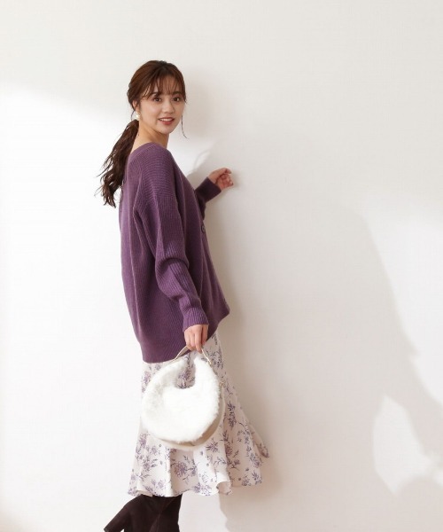 PROPORTION BODY DRESSING（プロポーションボディドレッシング）の「＜Ｅ＞レーストリミングフラワープリントマーメイドスカート / 1212227905（スカート・レディース・オフホワイト/ブルー系その他・MEDIUM/SMALL）」の4枚目の写真