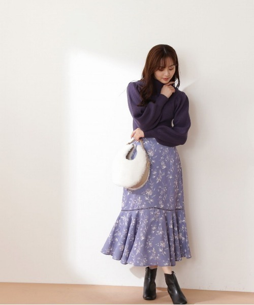 PROPORTION BODY DRESSING（プロポーションボディドレッシング）の「＜Ｅ＞レーストリミングフラワープリントマーメイドスカート / 1212227905（スカート・レディース・オフホワイト/ブルー系その他・MEDIUM/SMALL）」の8枚目の写真