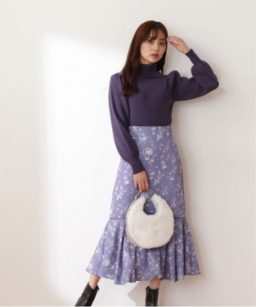 PROPORTION BODY DRESSING（プロポーションボディドレッシング）の「＜Ｅ＞レーストリミングフラワープリントマーメイドスカート / 1212227905（スカート・レディース・オフホワイト/ブルー系その他・MEDIUM/SMALL）」の9枚目の写真