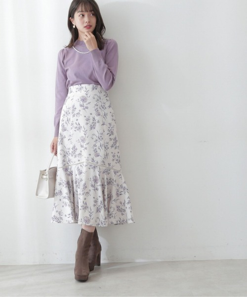 PROPORTION BODY DRESSING（プロポーションボディドレッシング）の「＜Ｅ＞レーストリミングフラワープリントマーメイドスカート / 1212227905（スカート・レディース・オフホワイト/ブルー系その他・MEDIUM/SMALL）」の5枚目の写真