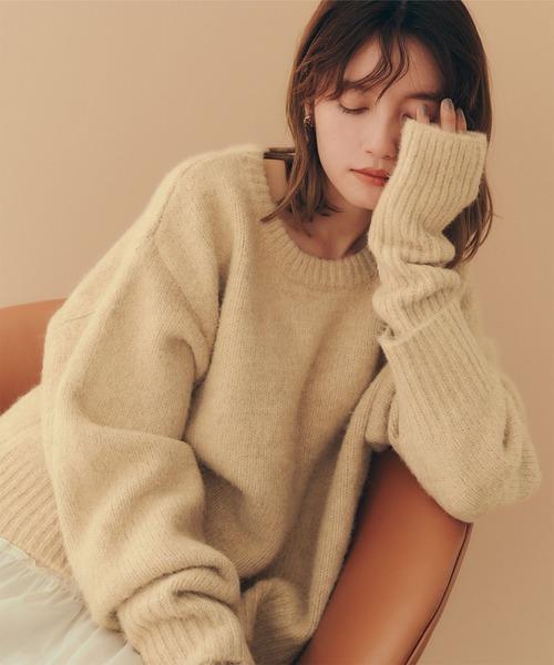 titivate（ティティベイト）の「ｱｰﾑｳｫｰﾏｰ付ﾆｯﾄﾌﾟﾙｵｰﾊﾞｰ（ニット/セーター・レディース・ベージュ/グレー/ブルー/ブラウン・M/S）」の3枚目の写真