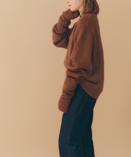 titivate（ティティベイト）の「ｱｰﾑｳｫｰﾏｰ付ﾆｯﾄﾌﾟﾙｵｰﾊﾞｰ（ニット/セーター・レディース・ベージュ/グレー/ブルー/ブラウン・M/S）」の8枚目の写真