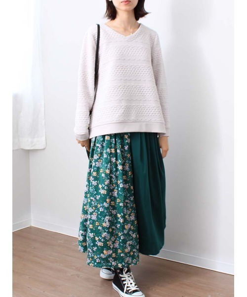 MB mint breeze(エムビーミントブリーズ)の「【M~5L 大きいサイズ】Vネック ボーダー カットソー(Tシャツ/カットソー・レディース・ネイビー/クリーム/グリーン・L/LL/3L/4L/5L/M)」の7枚目の写真