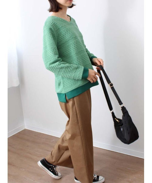 MB mint breeze(エムビーミントブリーズ)の「【M~5L 大きいサイズ】Vネック ボーダー カットソー(Tシャツ/カットソー・レディース・ネイビー/クリーム/グリーン・L/LL/3L/4L/5L/M)」の15枚目の写真