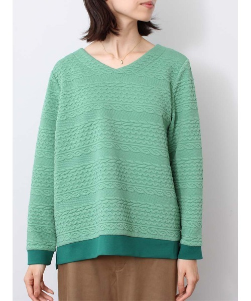 MB mint breeze(エムビーミントブリーズ)の「【M~5L 大きいサイズ】Vネック ボーダー カットソー(Tシャツ/カットソー・レディース・ネイビー/クリーム/グリーン・L/LL/3L/4L/5L/M)」の11枚目の写真