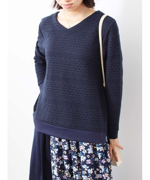 MB mint breeze(エムビーミントブリーズ)の「【M~5L 大きいサイズ】Vネック ボーダー カットソー(Tシャツ/カットソー・レディース・ネイビー/クリーム/グリーン・L/LL/3L/4L/5L/M)」の16枚目の写真