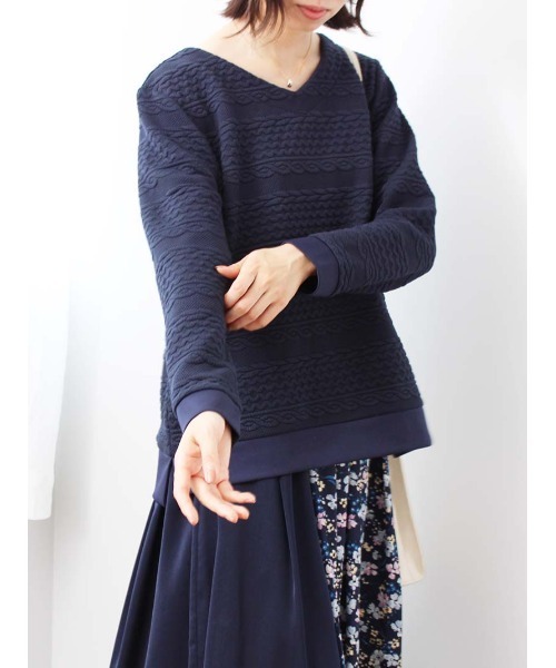 MB mint breeze(エムビーミントブリーズ)の「【M~5L 大きいサイズ】Vネック ボーダー カットソー(Tシャツ/カットソー・レディース・ネイビー/クリーム/グリーン・L/LL/3L/4L/5L/M)」の17枚目の写真