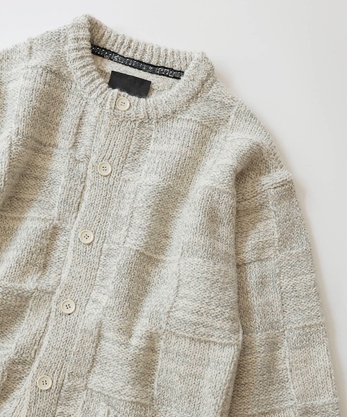 NUMBER (N)INE(ナンバーナイン)の「WOOL MIX PLAID CREWNECK KNIT CARDIGAN(カーディガン/ボレロ・メンズ・レッド/アイボリー/ブラック・2/3/4)」の4枚目の写真