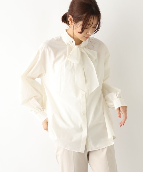 GLOBAL WORK（グローバルワーク）の「マルチWAYボウタイブラウス/123312（シャツ/ブラウス・レディース・ホワイト/ワンウォッシュ/ベージュ系その他・FREE）」の8枚目の写真