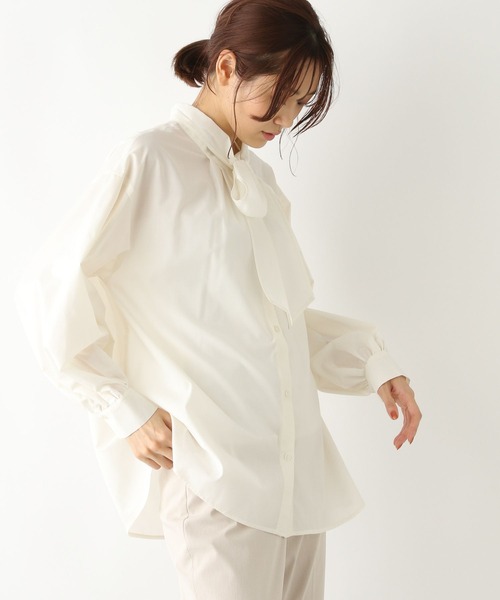 GLOBAL WORK（グローバルワーク）の「マルチWAYボウタイブラウス/123312（シャツ/ブラウス・レディース・ホワイト/ワンウォッシュ/ベージュ系その他・FREE）」の9枚目の写真